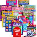 10-Pack Large Print Crossword Puzzles for Seniors Plus 2 Fill-In Puzzle Books and 4 Pens - Big, Bold, Easy-to-Read, Perfect Brain Stimulation Elderly Games for Retirement, Hospital Activities (8 x 10)