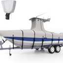 Heavy Duty Ture 900D T-Top Boat Cover 17ft - 19ft with Motor Cover, 100% Waterproof Solution-Dyed Center Console Boat with T Top Roof 17-19 Foot with Upgraded 15 Windproof Straps (17'-19' Long (Beam Width Up to 106"), Gray)