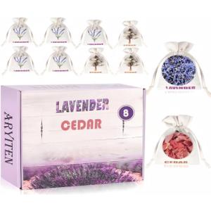 8 Pack Cedar Chips and Natural Dried Lavender Sachets Bags - Stop Clothes Damage, Cedar and Lavendar Home Fragrance Sachets for Drawers and Closets3 Cedar & 5 Lavender