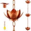 Oak Leaf Rain Chain with Adapter, 8.5ft Adjustable Lotus Rain Catcher Chain for Gutters Outside Downspout, for Divert Water and Home Display, Copper Powder Coated