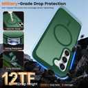 for Samsung S23 Phone Case, Compatible with Magnetic, Military Grade Drop Protection Translucent Matte Shockproof Anti-Scratch/Anti-Fingerprint Case for Galaxy S23 (Green)