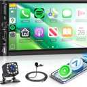 Double Din Car Stereo Radio with Wireless CarPlay Android Auto, 7 Inch HD Touch Screen Car Play Audio Receivers with Bluetooth, HD Backup Camera, FM, Mirror Link, USB/Type C/TF/AUX/SWC