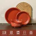 GZG Vintage Series Ceramic Dinnerware Set for 8, 24 Pieces, Terracotta Red | Stoneware Plates and Bowls Set, Lead-Free, Handcrafted Dishes Set, Microwave & Dishwasher Safe