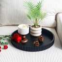 Round Decorative Tray for Coffee Table Decor, 11.8in Black Decorative Serving Tray for Kitchen Counter,bandejas decorativas, Wooden Serving Tray for Party