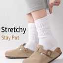 HONGTEYA Slouchy Crew Socks for Women Soft Scrunch Socks Cute Fashion Retro for Boot Sneakers Size 5-11 (One Size Tall, 2pairs*white)