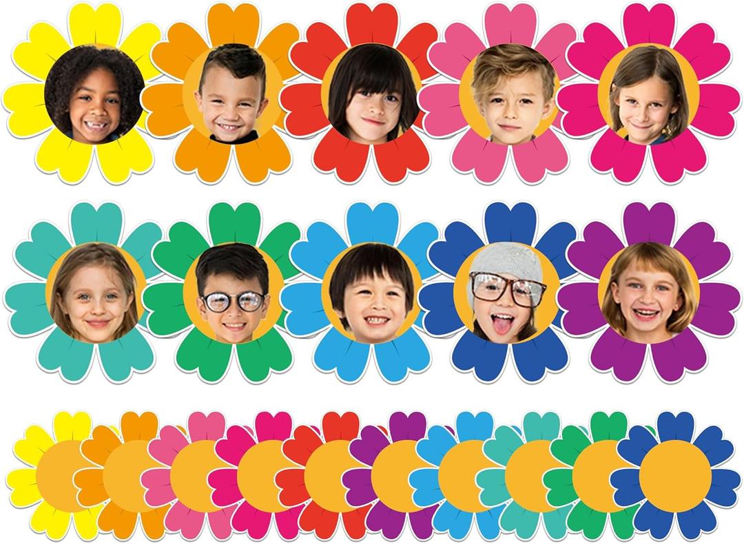gisgfim 80Pcs Colorful Flower Cutouts Spring Decorations Bulletin Board Floral Paper Cut-Outs Classroom Decor for Back to School Boy Girl DIY Craft Photo Wall Kindergarten Preschool Party Favor Supply