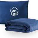 Travel Blanket, Soft 2-in-1 Airplane Blanket, 65x40 Inches, Travel Blanket Airplane Compact with Bag, Car Blanket with Luggage Sleeve & Backpack Clip (Navy Blue)