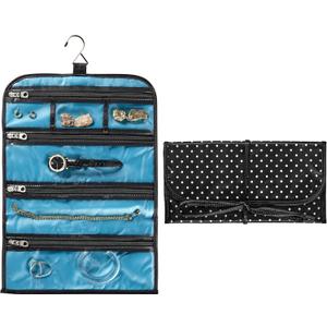 Travel Smart by Conair Jewelry Roll Bag, Black/White (6 Pockets)