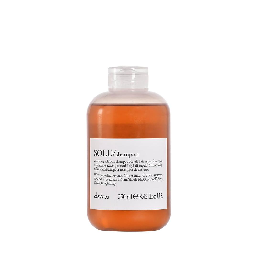 Davines SOLU Shampoo, Deep Cleansing from Accumulation or Residues of Styling Products for Normal to HeavilyStyled Hair  Gives a Refreshed Scalp with Soft & Shiny Strands with Buckwheat, 8.45 Fl Oz