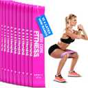 Latex Mini Resistance Bands Sets for Trainers, Bootcamp, Gym for Men and Women in Fun Colors - Ebook, Videos and Workout Chart Included by Iron Core Fitness (#4 Electric Rose, 10 x Medium)