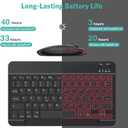 TECURS Bluetooth Keyboard and Mouse Combo for iPad - Rechargeable Wireless Keyboard & Mouse with 7-Color Backlit Compatible with iPad 10th/9th/8th Gen, iPad Pro/Air/Mini, iPhone15/14/13 Pro, Black