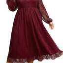 SCOMCHIC Womens Plus Size Cocktail Dress Wedding Guest Lace Long Sleeve Formal Party Maxi Dresses, 4XL