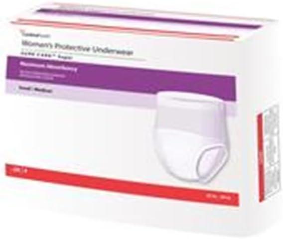 Cardinal Health Women's Protective Underwear, Sure Care Super, Maximum Absorbency, White, Women's Disposable Underwear, Small/Medium - Case of 80 (M)