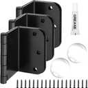 3-Pack Offset Door Hinges, Matte Black Door Hinges 3.5 Inch 5/8" Radius Corner for Handicap, Swing Clear for Exterior & Interior with Wall Handle Stopper & Grease, Heavy Duty Hardware