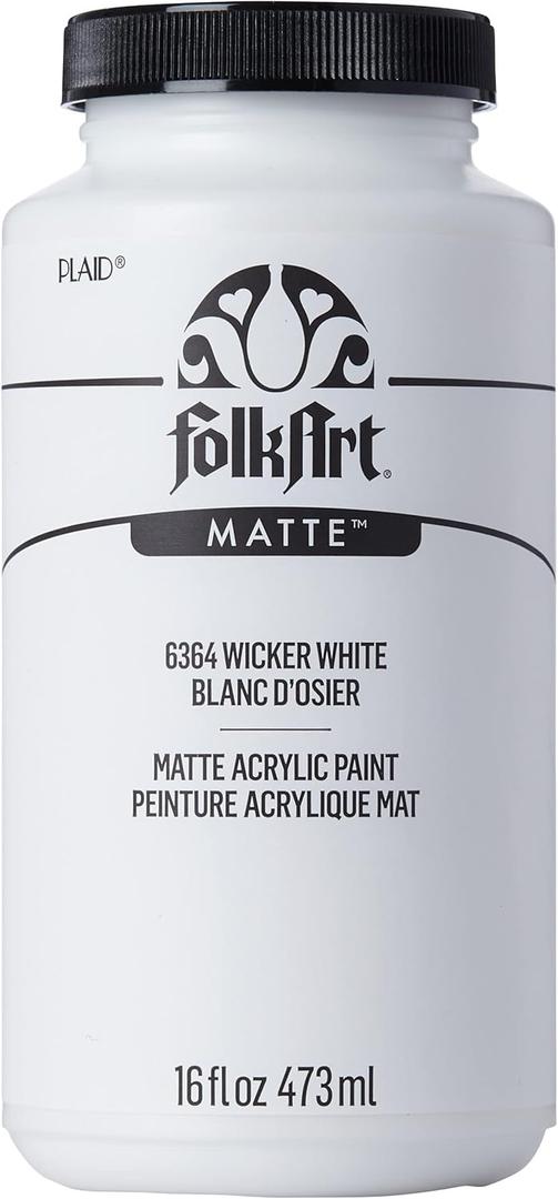 FolkArt Matte Acrylic Paint in Assorted Colors, 16 oz, Wicker White 16 Fl Oz (Wicker White)