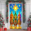 IVN Three Kings Day Epiphany Door Cover 71 x 35 Inches Front Door Banner Camel Journey Religious Holiday Decor Indoor And Outdoor (Wise men traveling on camels guided by a star)