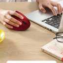 Ergonomic Vertical Wireless Mouse Stylish Rechargeable 2.4G Optical Mice Cordless Mouse with USB Receiver, 800/1200 /1600 DPI, 5 Buttons for Laptop,PC,Mac,Computer (Red)