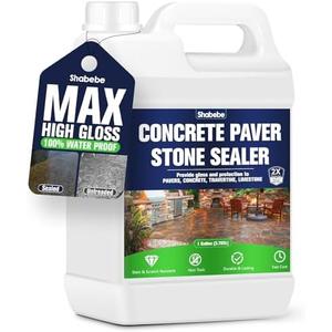 Premium Stone Sealer, 1 Gallon – Max Gloss Wet Look for Pavers, Driveways & Patios – Waterproof & UV Resistant, Long-Lasting Protection with Enhanced Color for Natural Stone Surfaces