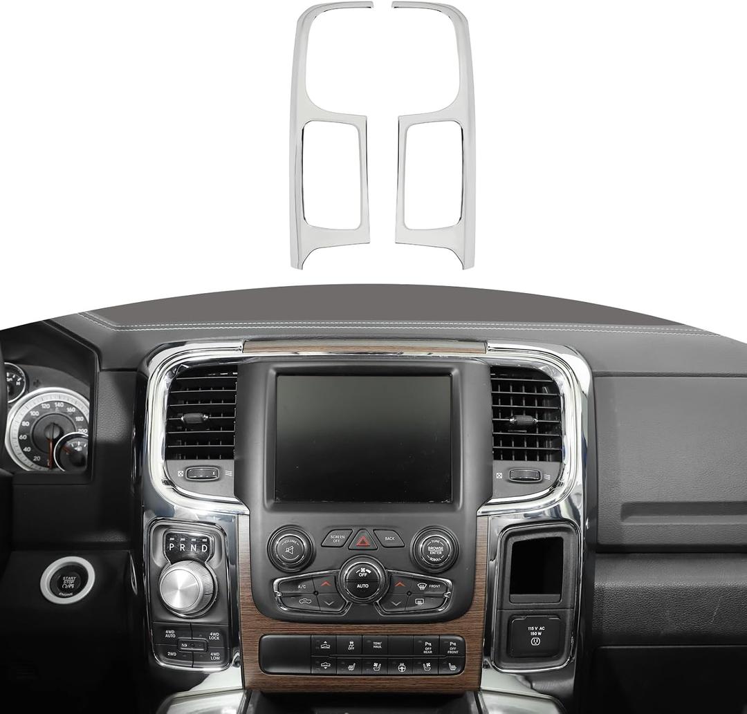 RT-TCZ for RAM Center Console Dashboard Air Vents Trim Cover for RAM 1500 2012-2017 Chrome Interior Accessories 2pcs