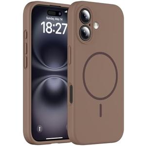EXZLLEN Magnetic for iPhone 16 Plus Case, Compatible with MagSafe, Full Camera Protection, Military-Grade Protection Silicone 3.0mm Thicken Phone Cover for 16 Plus 6.7", Desert Brown