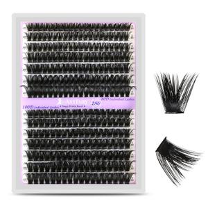 Lash Clusters Wispy Eyelash Clusters 280pcs 10-18mm Volume Cluster Eyelash Extensions 80D 100D Individual Lashes for Self Application Sylph 80D&100D, 0.07D