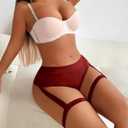 Women's Yoga Shorts with Garters High Waist Slim Sexy Bodycon Booty Dance Hot Pants Bandage Workout Butt Lifting (Red, L)