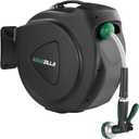 Retractable Garden Hose Reel, 120Ft x 1/2" Durable Wall Mounted Water Hose Reel with 180Swivel Bracket, 9 Pattern Sprayer, 6Ft leader hose, Smooth Automatic Rewind, Any Length Lock.