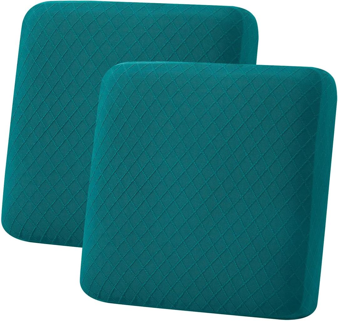 hyha Outdoor Couch Cushion Covers, Sectional Couch Sofa Covers Washable, Jacquard Diamond Lattice, Stretch Sofa Seat Cushion Cover for Indoor/Outdoor Patio Furniture (2 Pieces, Teal)