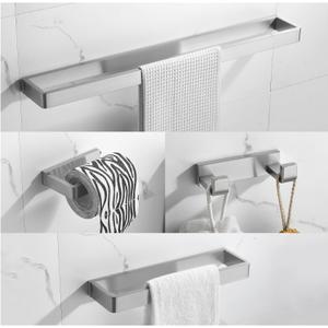 YACVCL 4-Piece Bathroom Hardware Set Brushed Nickel Towel Bar Set Premium Stainless Steel Bath Towel Holder Sets Towel Racks Wall Mounted