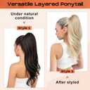SEIKEA Versatile Drawstring Ponytail Extension, 26" Long Wavy Multi Layered Clip in Ponytail Hair Extensions Stand Up High Fake Pony Tail Soft Natural Synthetic Hairpiece Medium Blonde/Blonde
