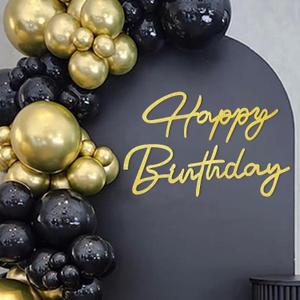 4 x FYSUIMU Large Birthday Felt Sign for Backdrop Glitter Gold Happy Birthday Felt Letter Sign for Men Women Party Arch Decor Wall Photo Prop