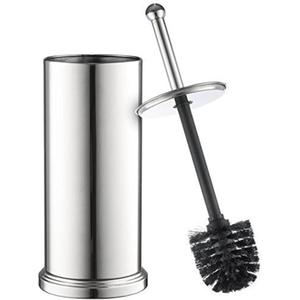 Home-it Toilet Bowl Brush and Holder Set - Chrome Tall Toilet Bowl Cleaner Brush with Lid, Great Bathroom Toilet Scrubber Brush