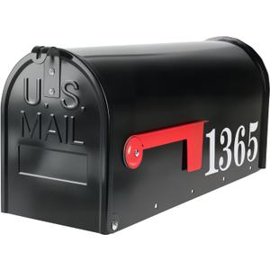 Metal Post Mount Mailboxes for Outside,Galvanized Steel,Waterproof,Medium Capacity,Red Flag Indicated,Modern Style,Mail Boxes for House Outside/Residential,Black,18.8 x 9 x 6.7 inches