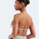 VOYJOY Impact Strappy Bra Sports Bras for Women Basic Crop Workout Sexy Tank Gym Yoga Bra (White, XL)