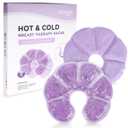 NEWGO Breast Ice Pack 2 Pack Gel Ice Pack for Breast Surgery, Reusable Nursing Ice Pack Hot or Cold Therapy Breast Pad for Breastfeeding, Engorgement Relief (Purple)