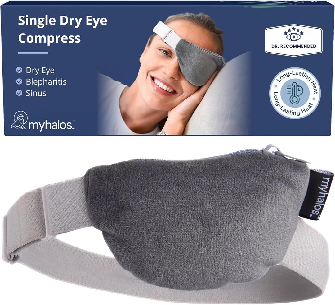 MyHalos Heated Eye Compress & Stye Eye Treatment for Dry Eyes - Washable Warm Stye Compress -Reversible Moist Heat Eye Mask for Blepharitis & MGD - Eye Stye Heat Compress - Stye Treatment Patch
