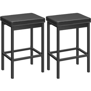 HOOBRO Bar Stools, Set of 2 Bar Chairs, 24.8-Inch Height Stools, Breakfast Bar Stools, Kitchen Stools, 2" Thick Upholstery, for Kitchen, Dining Room, Cafe, Bar Counter, Black BB21BY01 HOOBRO Bar Stools, Set of 2 Bar Chairs, 24.8-Inch Height Stools, Breakfast Bar Stools, Kitchen Stools, 2" Thick Upholstery, for Kitchen, Dining Room, Cafe, Bar Counter, Black BB21BY01