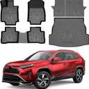 Mixsuper Floor Mats for Toyota RAV4 2025 2024-2019, Cargo Mat Backrest Mat for RAV4, All Weather 2 Row Floor Liners & Trunk Mat Accessories Set Black