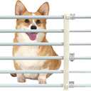 Short Dog Gate, Expandable Puppy Gate for Doorways 22-39.4W to Step Over Pressure Low Pet Gate Adjustable Safety Dog Doors for Stairs Windows Gate Black (M 14.2" H)