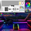 Interior Car LED Strip Lights, Acrylic LED Lights for Car with Dynamic Dreamcolor Chasing, Ambient Lighting Kits Music Sync Wireless APP and RF Remote Control (6 in 1) (6 in 1)