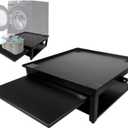 Washer and Dryer Pedestal with Pullout-Shelf - 28" W, 10" H, Black Steel Universal Fit with Major Brands | Laundry Pedestal with Drain Pan & Hose | Washer Stand for Back Pain Relief, 800 lbs Capacity