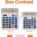 Desktop Calculator Extra Large 5-Inch Clear LCD Display 12-Digit Big Number Button Office Calculator with Auto Sleep Function (OS-5M)
