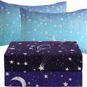 JSD Gradient Blue Moon Stars Kids Sheet Set Full Size, 4 Piece Space Theme Microfiber Sheets Deep Pocket
