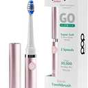 Pop Sonic Electric Toothbrush (Metallic Rose) - Travel Toothbrushes w/AAA Battery | Kids Electric Toothbrushes with 2 Speed & 15,000-30,000 Strokes/Minute, Dupont Nylon Bristles