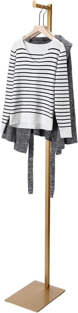 Sintuff Adjustable Cloth Display Stand 48-72 Inches Single Garment Rack Metal Costumer T Shirt Display for Thrift Shop Vendors Retail Store(Gold)