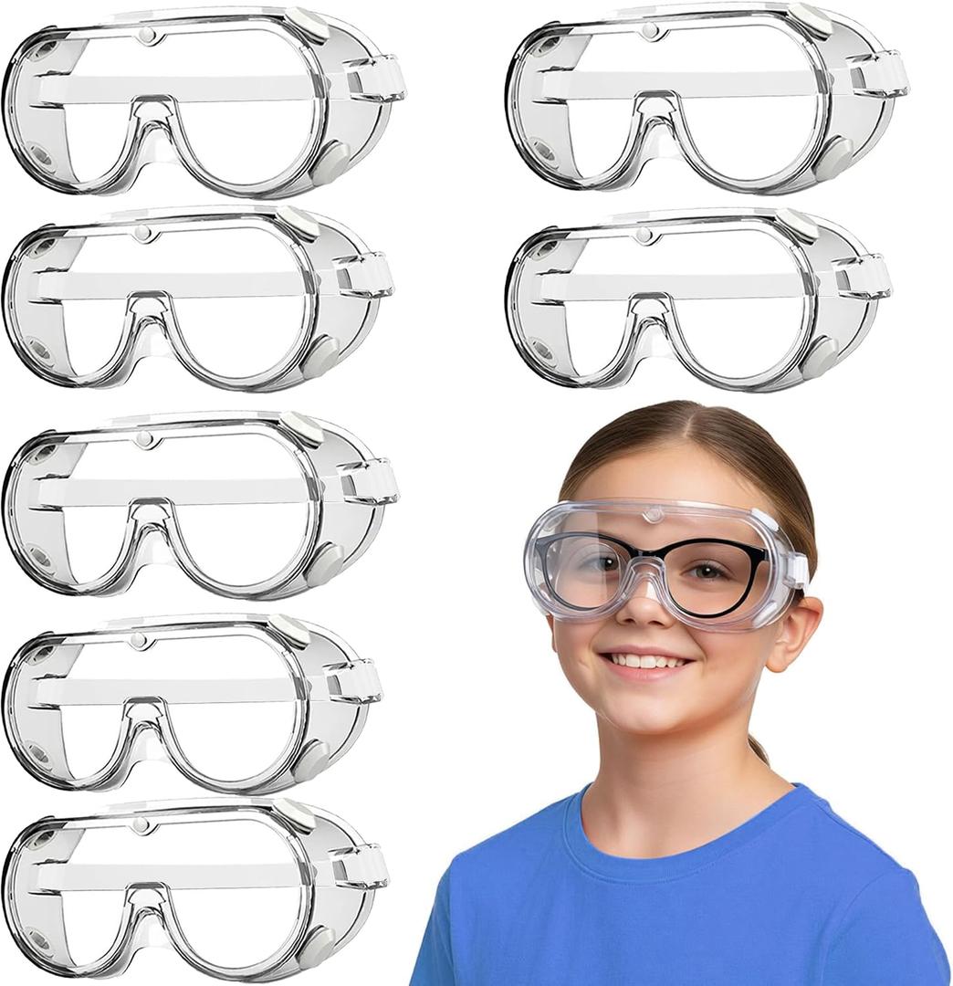 7 Pieces Kids Science Goggles Bulk, Lightweight Polycarbonate Lenses and PVC Frame Kids Safety Goggles