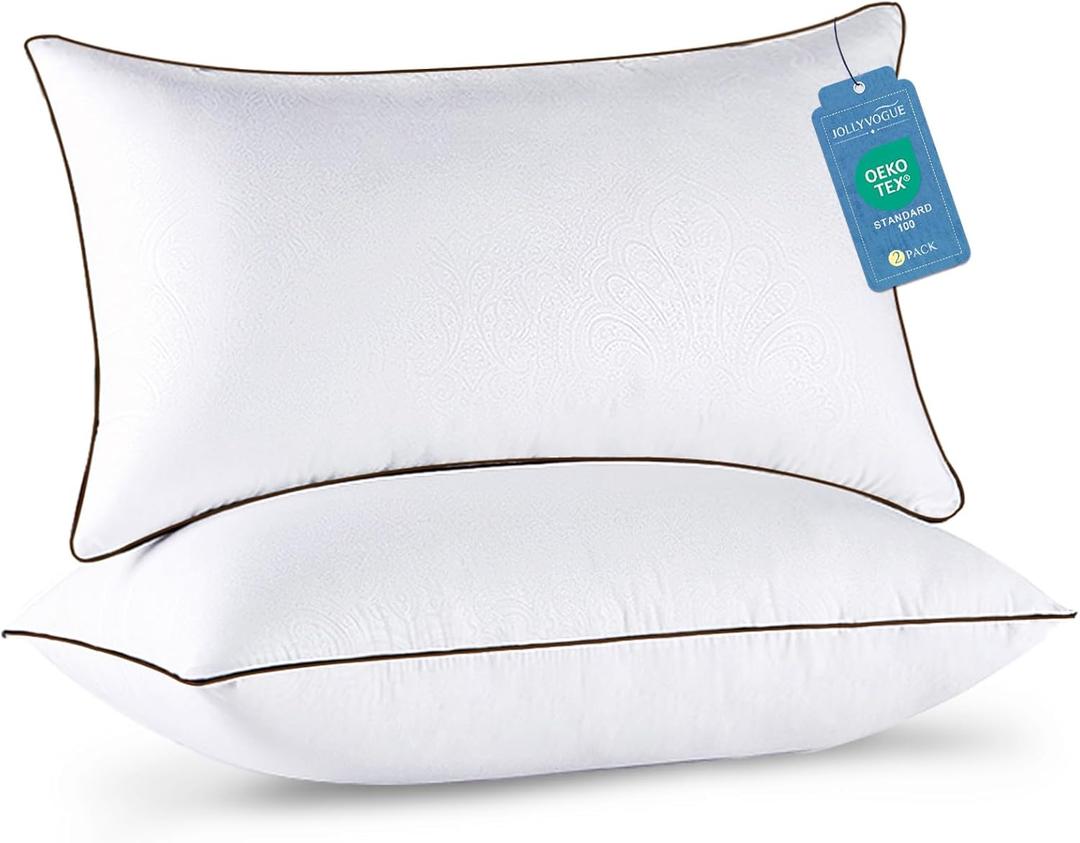 JOLLYVOGUE King Size Pillows Set of 2 for Sleeping, Soft and Supportive Bed Pillows with Down Alternative Filling for Side and Back Sleepers, Hotel Collection (White)