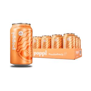 Poppi Sparkling Prebiotic Soda Beverage with Apple Cider Vinegar, Seltzer Water and Fruit Juice, Orange Cream Flavor, 12 oz, Pack of 12, Packaging may vary. (EXP 11/06/26)