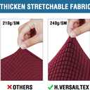 H.VERSAILTEX 3 Piece Stretch Sofa Covers for 2 Cushion Loveseat Couch Covers for Living Room Furniture Cover (Base Cover Plus 2 Seat Cushion Covers) Thicker Jacquard Fabric(Medium Sofa, Burgundy)
