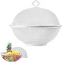Metal Mesh Fruit Bowl with Lid & Basket - Fruit Fly Proof Kitchen Counter Storage for Fruits & Veggies (white/1PCS)